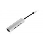 Wholesale USB 3.1 Type-C to 4 Port USB 3.0 Hub Aluminum Design for Andrioid Phone, Tablet, MacBook Pro, iMac, Google Chromebook Pixelbook, Other Laptop (Silver)